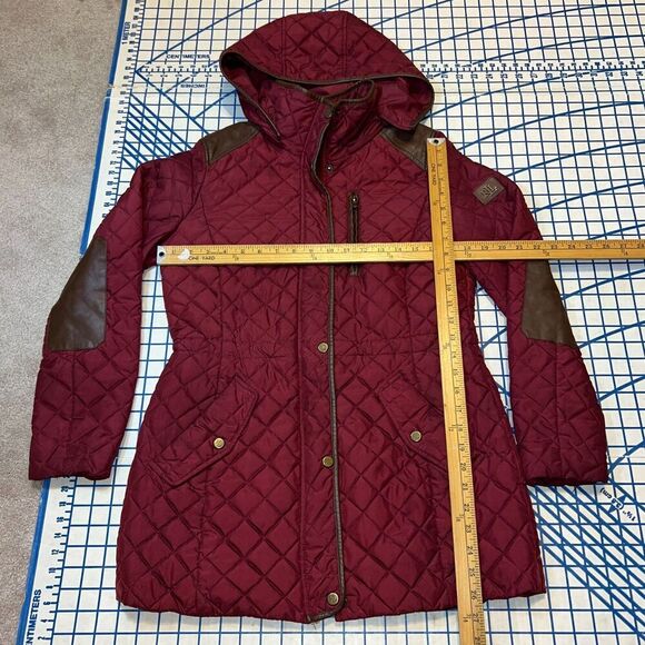 Ralph Lauren Diamond Quilted Jacket Red Faux Leather Trim Women's Size S - Picture 8 of 8